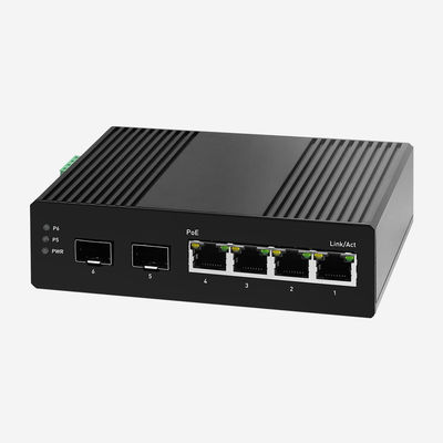 IP30 Industrial Smart Poe Switch With 4 10/100/1000M RJ45 Ports 2 Gigabit SFP Ports