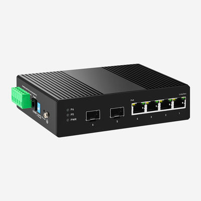 IP30 Industrial Smart Poe Switch With 4 10/100/1000M RJ45 Ports 2 Gigabit SFP Ports