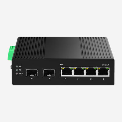 IP30 Industrial Smart Poe Switch With 4 10/100/1000M RJ45 Ports 2 Gigabit SFP Ports