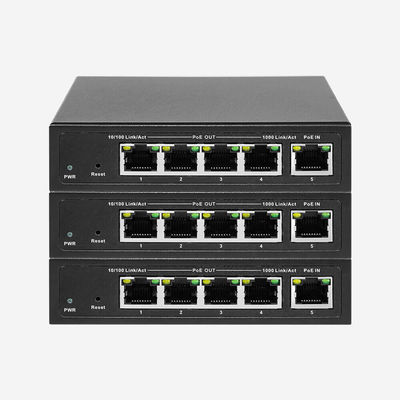 Port Trunking, 5 × 10/100/1000Mbps RJ45 Portlar 60W PoE Çıkış Gücüyle Yönetilmeyen PoE Değiştiricisi